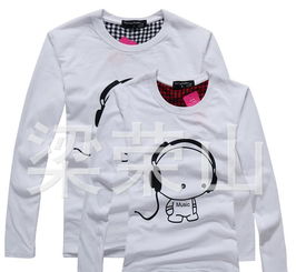 廠家直銷情侶T恤長(zhǎng)袖耳機(jī)音樂主題服飾 韓版精品女裝與情侶裝價(jià)格圖片全覽